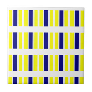 Ceramic Tile Yellow & Blue White Stripe