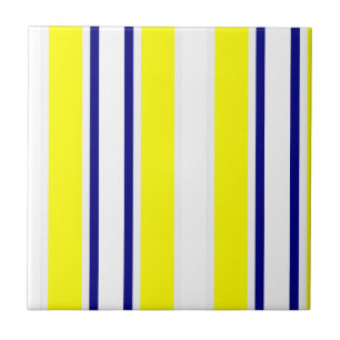 Ceramic Tile Yellow & Blue White Stripe
