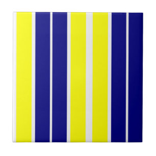Ceramic Tile Yellow & Blue White Stripe