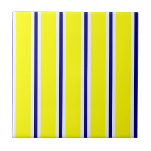Ceramic Tile Yellow & Blue White Stripe