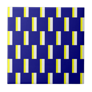 Ceramic Tile Yellow & Blue White Stripe 