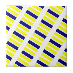 Ceramic Tile Yellow & Blue White Stripe