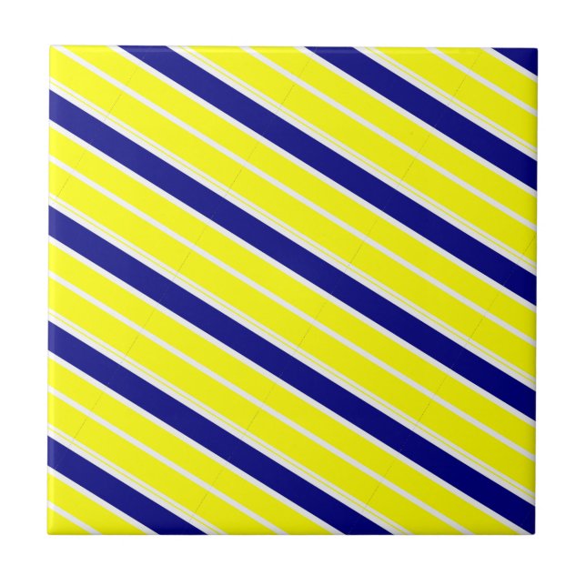 Ceramic Tile Yellow & Blue White Stripe (Front)