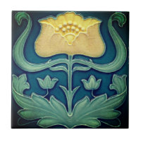 Ceramic Tile - Yellow Flower Art Nouveau