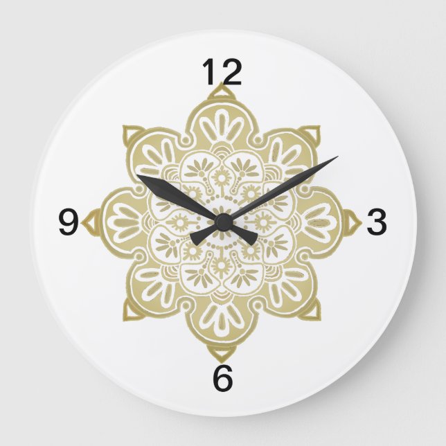 Ceramic tile, yellow medallion on white large clock (Front)