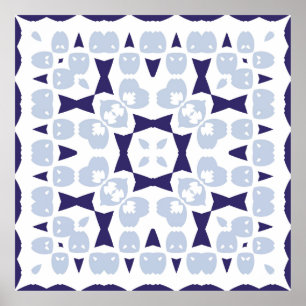 Ceramic tiles azulejo portugal. Vintage seamless p Poster
