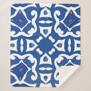 Ceramic tiles azulejo portugal. Vintage seamless p Sherpa Blanket