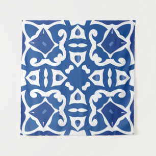 Ceramic tiles azulejo portugal. Vintage seamless p Tapestry