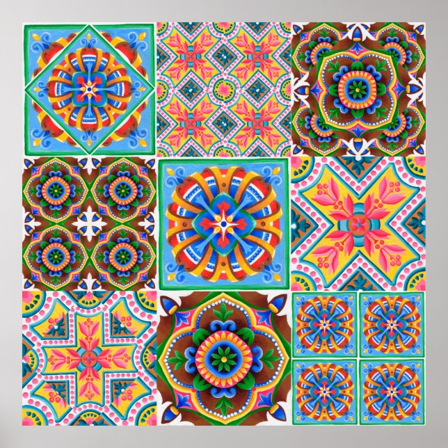 Ceramic tiles, majolica, ornamentabstract,arabic,a poster (Front)