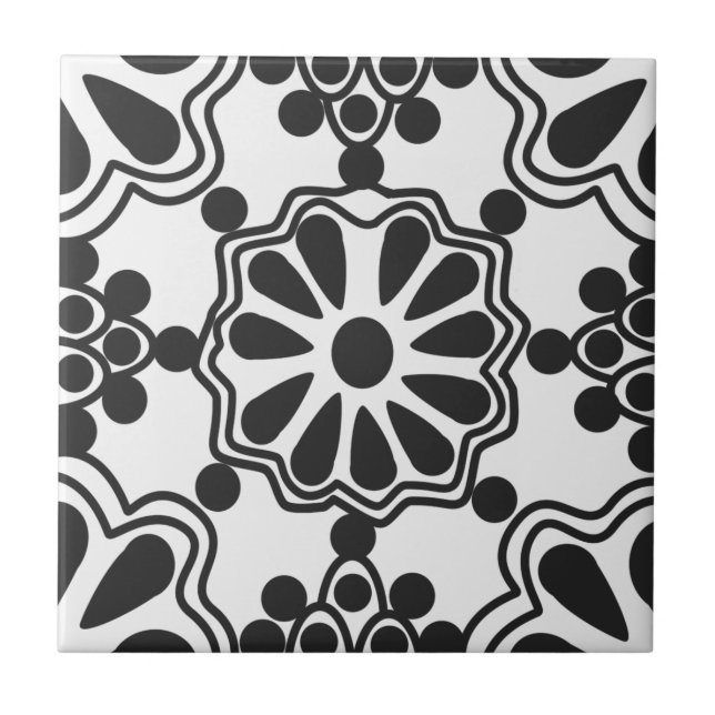 Ceramic Tiles - Mexican Pattern B/W (Front)