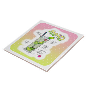 CERAMIC TILES - MOJITO RECIPE COCKTAIL ART
