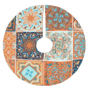 Ceramic tiles ornaments: abstract pattern. brushed polyester tree skirt