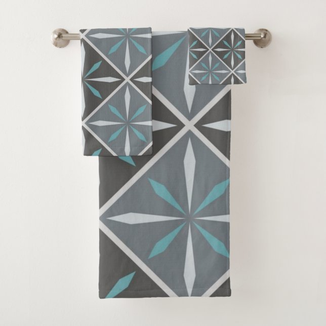 Ceramic tiles pattern bath towel set (Insitu)