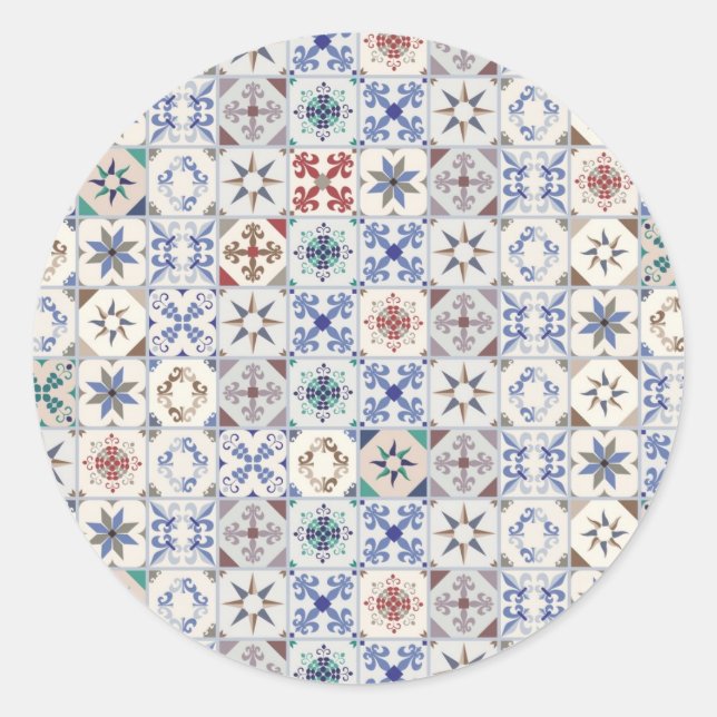 Ceramic tiles pattern classic round sticker (Front)
