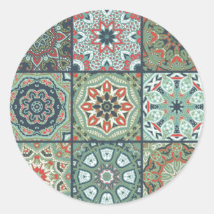 Ceramic tiles pattern classic round sticker