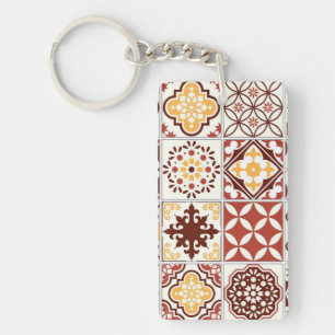 Ceramic tiles pattern key ring