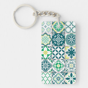 Ceramic tiles pattern key ring