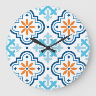 Ceramic tiles pattern large clock
