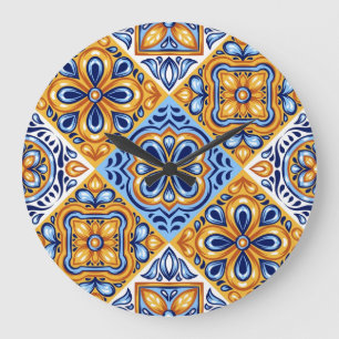 Ceramic tiles pattern large clock