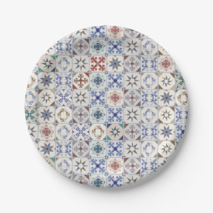 Ceramic tiles pattern paper plate