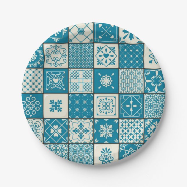 Ceramic tiles pattern paper plate (Front)