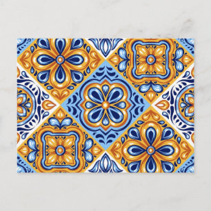 Ceramic tiles pattern postcard