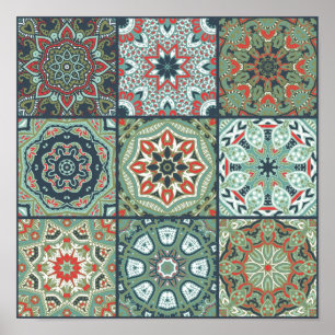 Ceramic tiles pattern poster