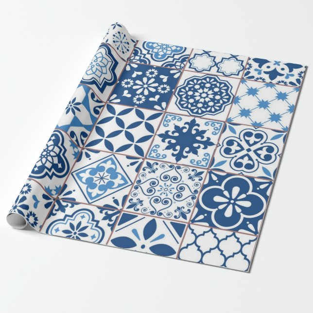 Ceramic tiles pattern wrapping paper (Unrolled)