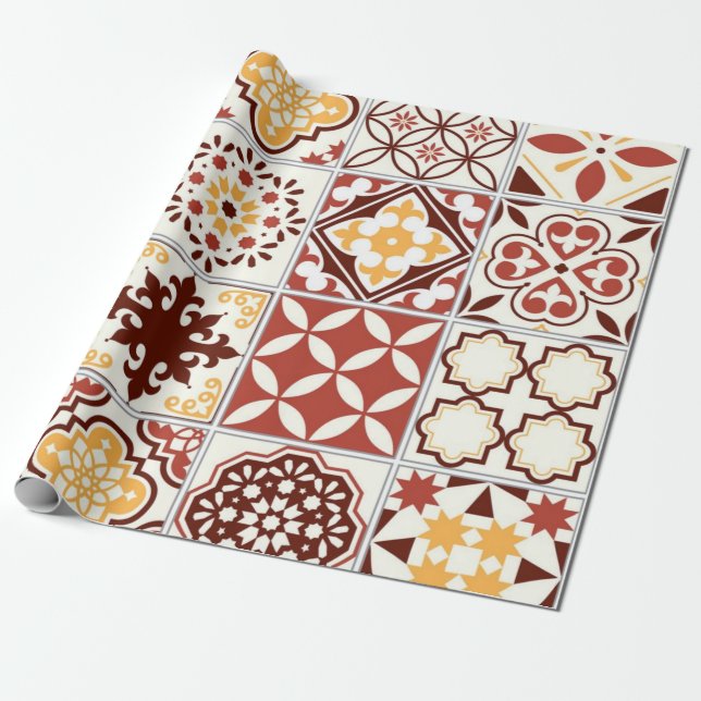 Ceramic tiles pattern wrapping paper (Unrolled)
