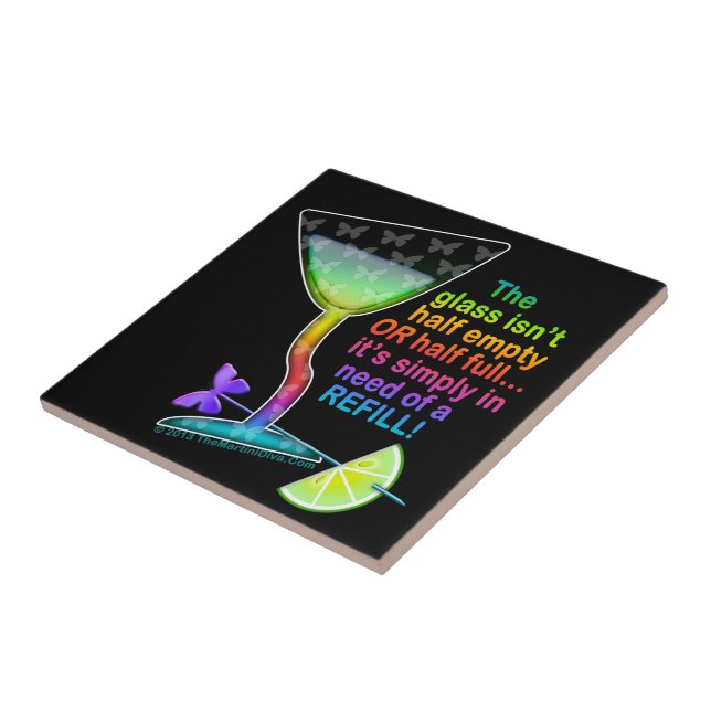 CERAMIC TILES & TRIVETS - GLASS HALF FULL (Side)
