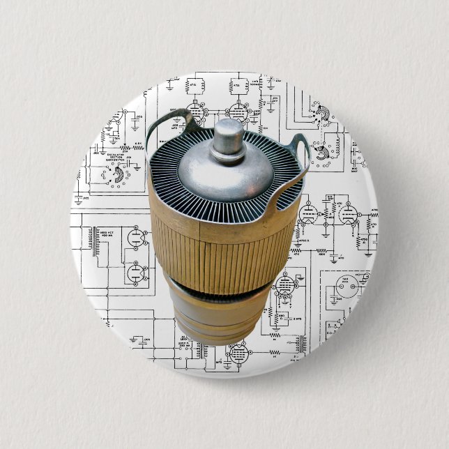 Ceramic Transmitting Tube Schematic 6 Cm Round Badge (Front)