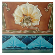 Ceramic Wall tile fireplace art nouveau style