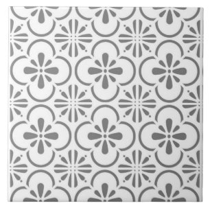 Ceramic Wall Tiles - Grey and White Moroccan