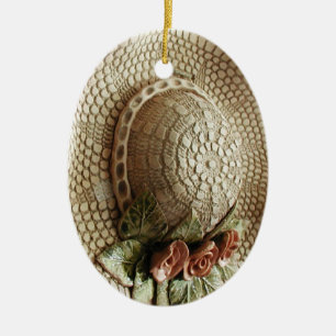 Ceramic Woven Hat Christmas Ornament
