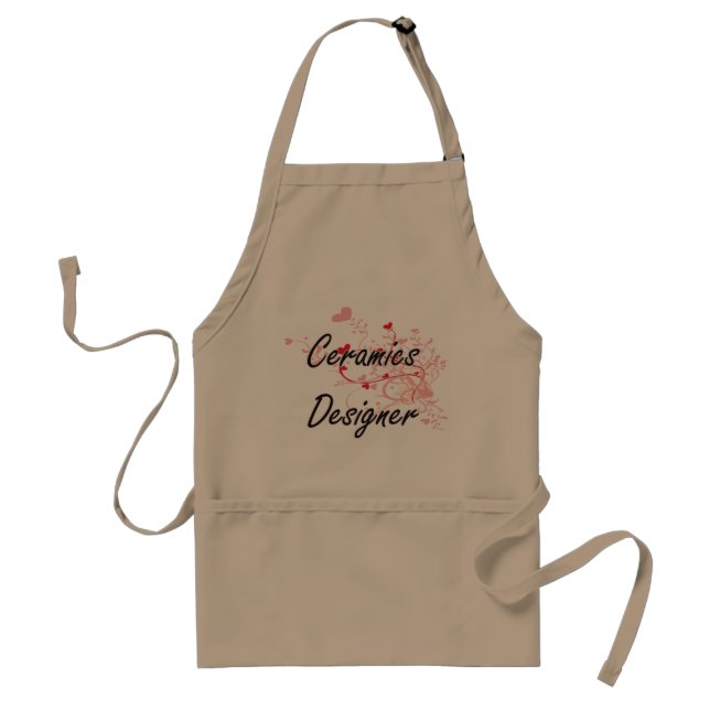 Ceramics Designer Artistic Job Design with Hearts Standard Apron (Front)