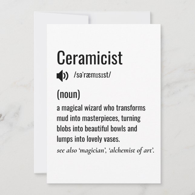 Ceramist Ceramicist Definition Birthday Holiday Card (Front)