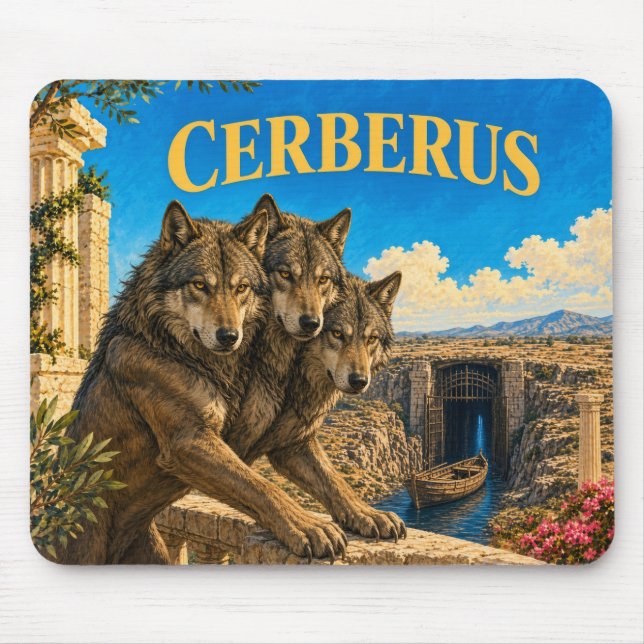 Cerberus, Gothic Fantasy Monster Mouse Mat (Front)
