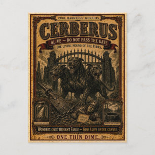 Cerberus, Vintage Circus Monster Postcard