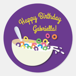 Cereal Bowl Kids Sleepover Birthday Party Cute Classic Round Sticker