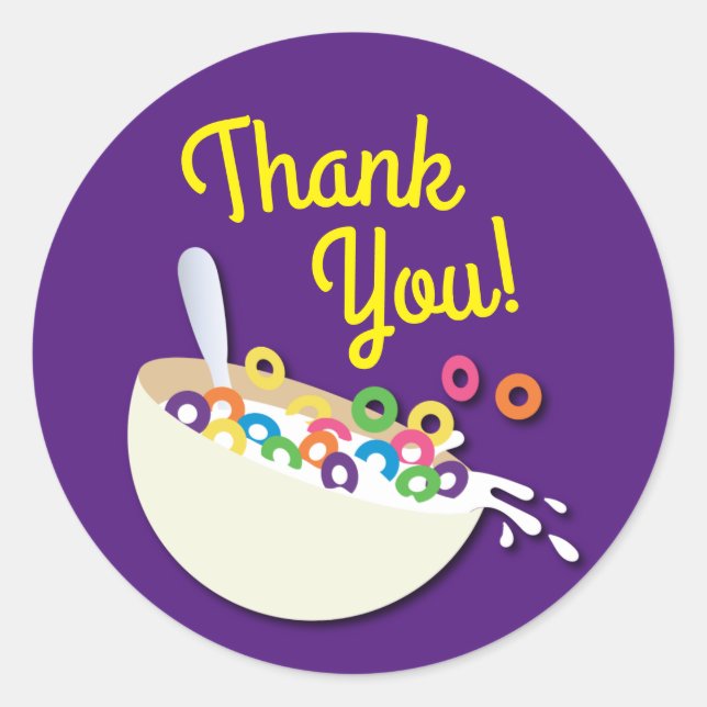 Cereal Bowl Kids Sleepover Birthday Party Cute Classic Round Sticker (Front)