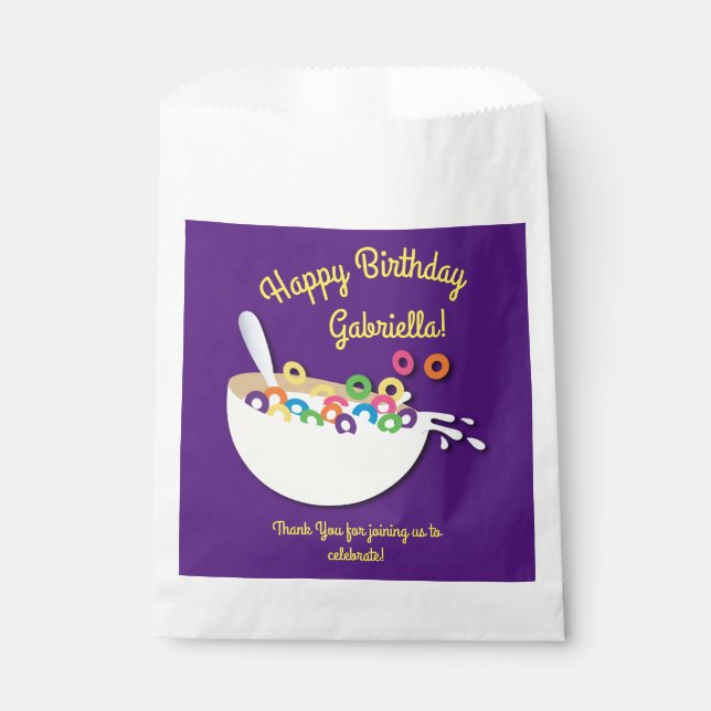 Cereal Bowl Kids Sleepover Birthday Party Cute Favour Bags (Front)