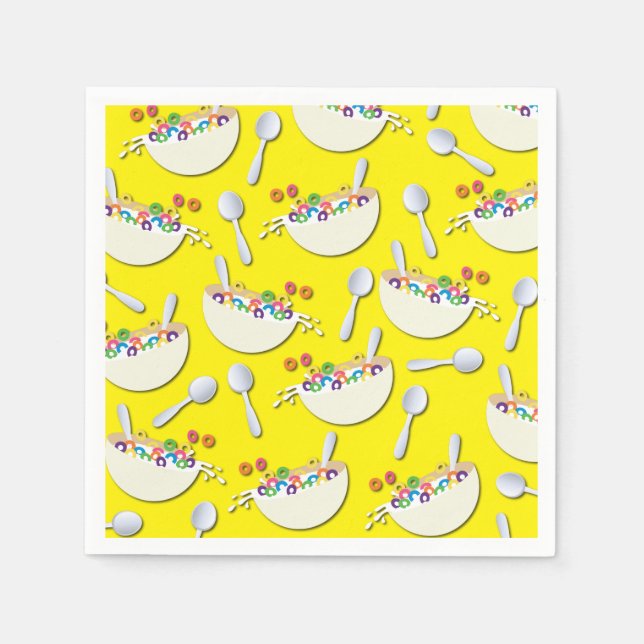 Cereal Bowl Kids Sleepover Birthday Party Cute Napkin (Front)