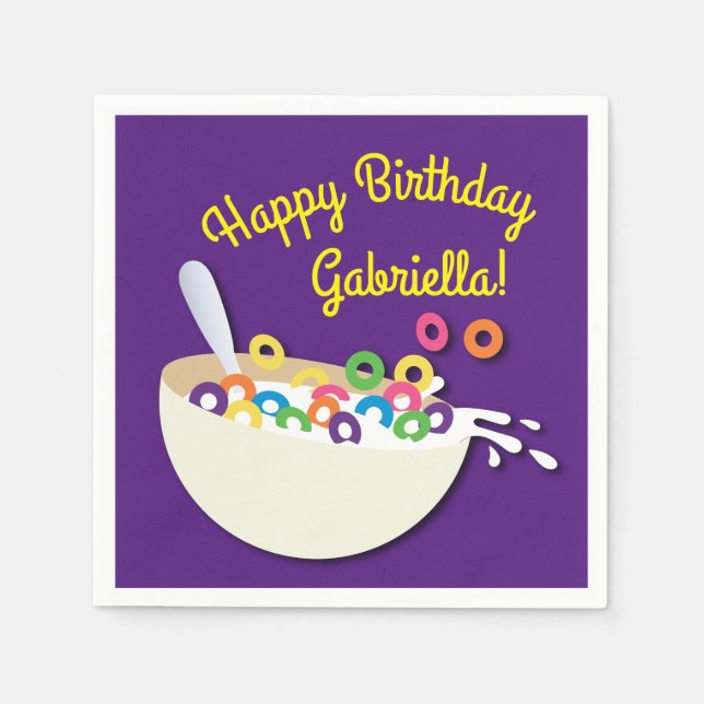 Cereal Bowl Kids Sleepover Birthday Party Cute Napkin (Front)