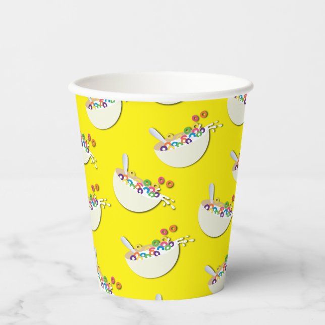 Cereal Bowl Kids Sleepover Birthday Party Cute Paper Cups (Front)
