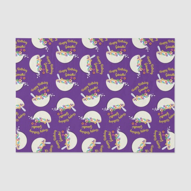 Cereal Bowl Kids Sleepover Birthday Party Cute Tissue Paper (Front)