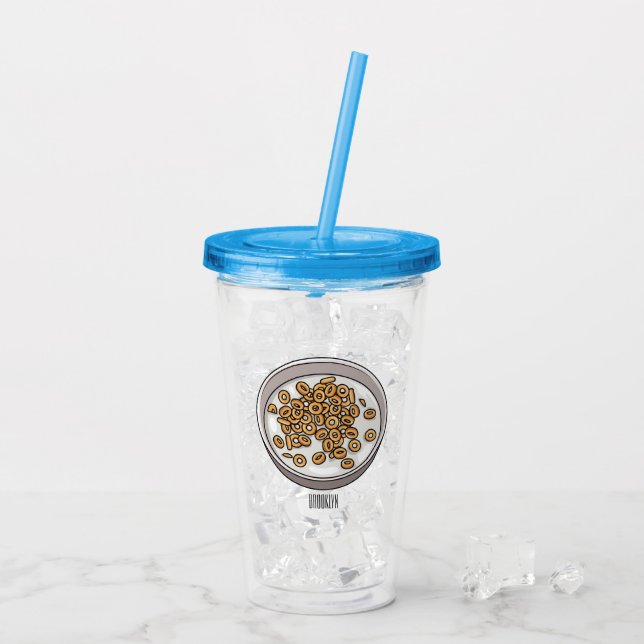 Cereal cartoon illustration  acrylic tumbler (Back Ice)