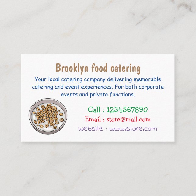 Cereal cartoon illustration business card (Front)