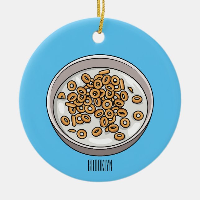 Cereal cartoon illustration  ceramic tree decoration (Front)
