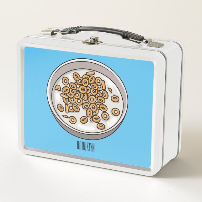 Cereal cartoon illustration  metal lunch box (Front)