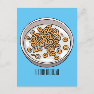 Cereal cartoon illustration  postcard